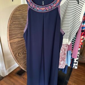 Navy Embroidered Dress
